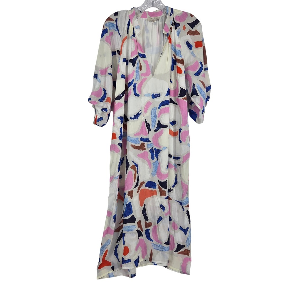See U Soon Abstract Print Maxi Dress Small Multicolor Art-Inspired Boho Kaftan